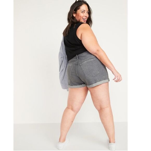 High Waisted Gray Cut-Off Jean Short Size 18 - Picture 4 of 9